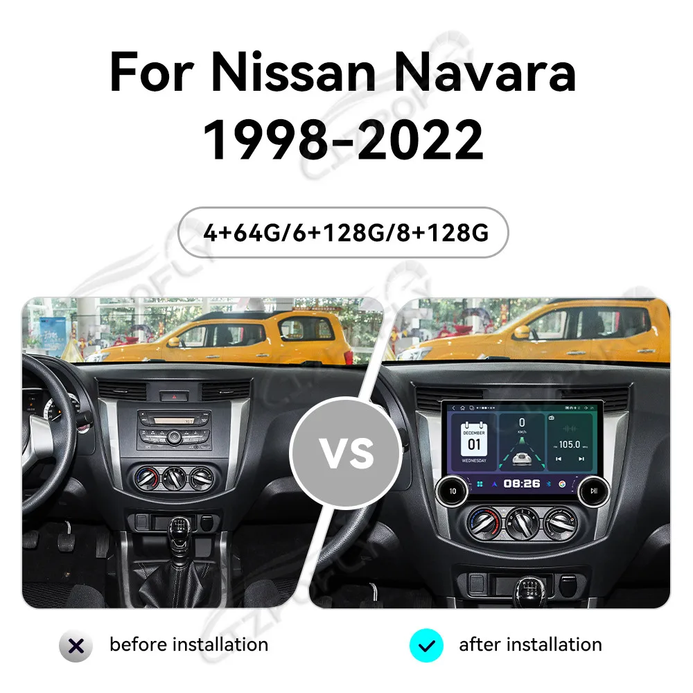 

Обновленная 11,5-дюймовая беспроводная автомагнитола с CarPlay и Android Auto для Nissan Navara 1999-2022 с GPS-навигацией и сенсорным экраном