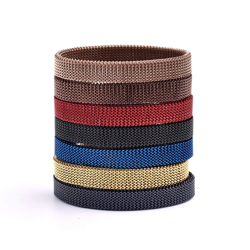 

High Quality Fashion Colorful Stainless Steel Elastic Stretch Mesh Charm Bracelet For Men Women Jewelry Gift