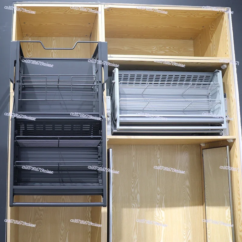 Double-Body Storage 500 Deep Kitchen Refrigerator Top Cabinet Cabinet Lifting Pull Basket Linkage Lower Pull Rack