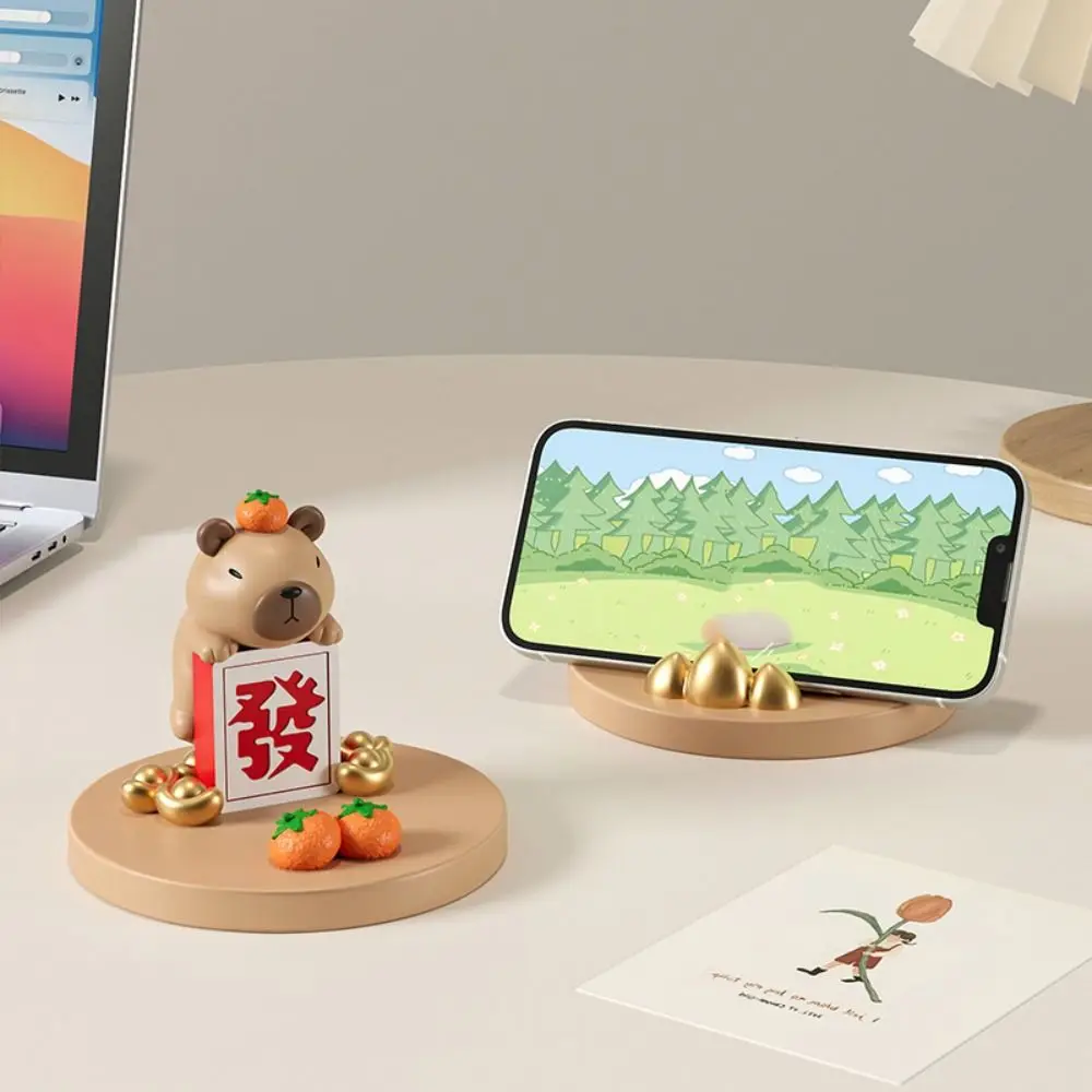 

Resin Capybara Phone Stand Multi-functional Anti-slip Capybara Mobile Phone Holder Cartoon Statue Capybara Desk Lazy Bracket