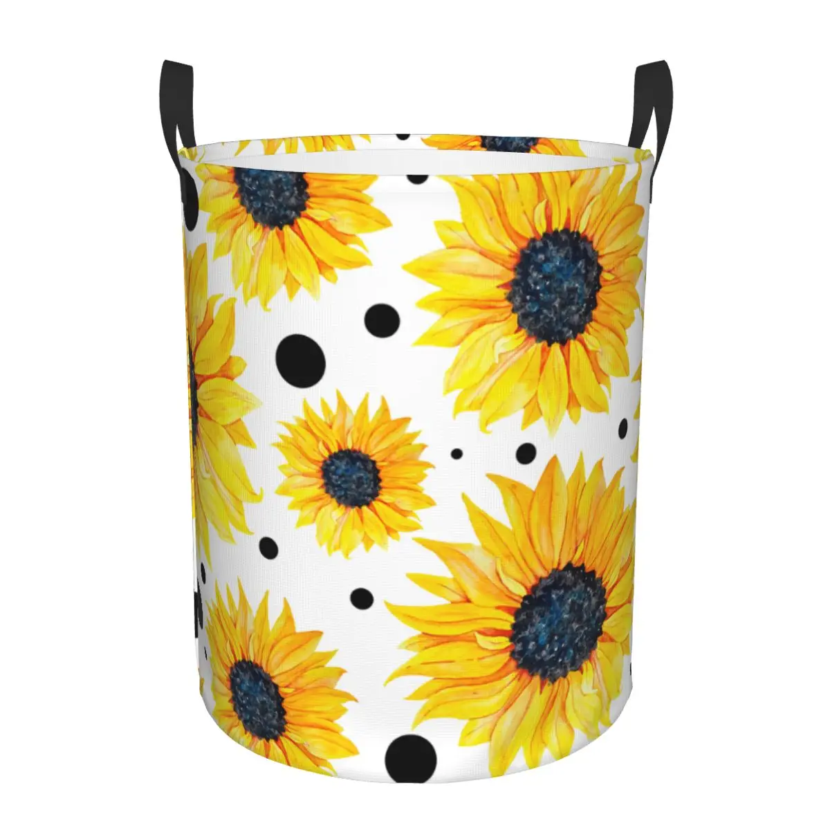 Foldable Laundry Basket for Dirty Clothes Yellow Sunflowers Watercolor Storage Hamper Kids Baby Home Organizer