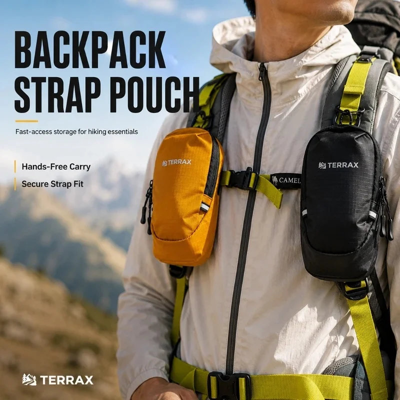 Outdoor Backpack Strap Attachment Pouch, Portable Waist & Shoulder Bag, Phone Organizer for Travel & Hiking, Unisex