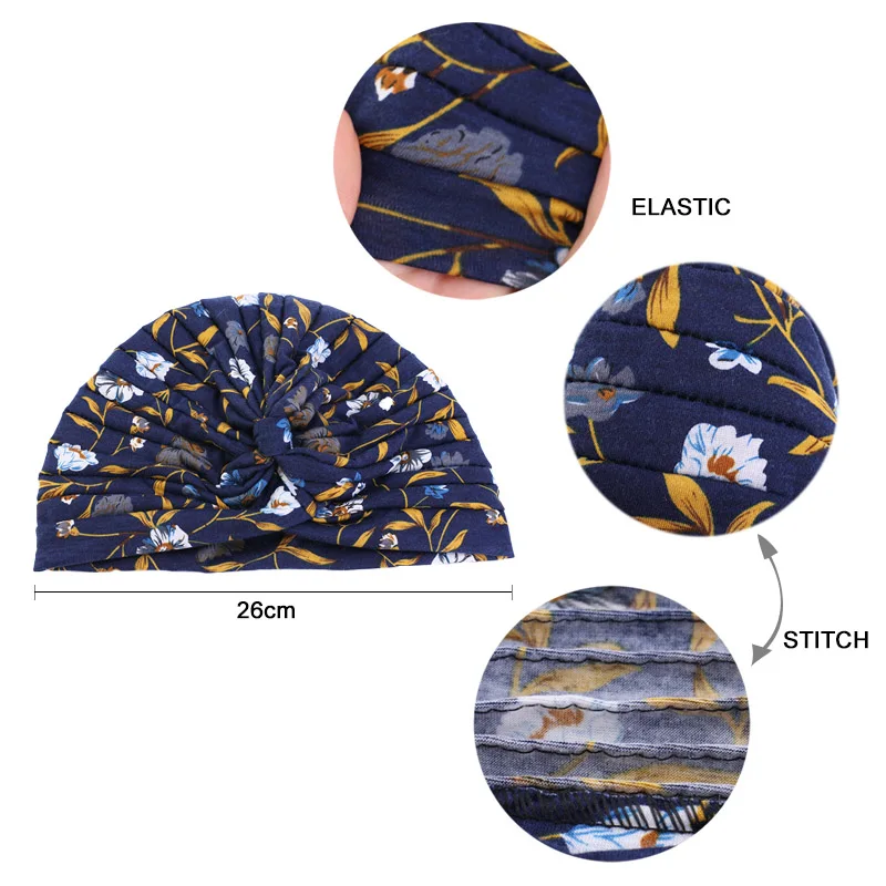 Knotted Ruffle Turban Ladies Soft Cotton Headscarf Casual Printed Female Muslim Hijab Indian Hats Cancer Chemo Cap Turbante