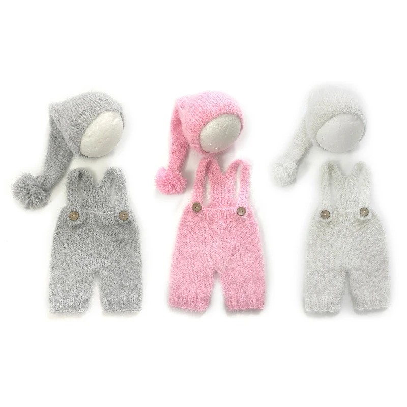 Baby Photo Clothing Mohair Pants Long Tail Hat Costume Set Newborns Photo Suit Infant Shower Gift Photo Posing Accessory