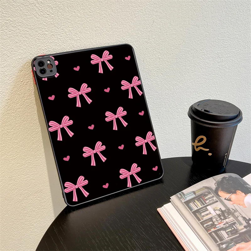 Coque pour iPad 10.2 Pro 11 13 9.7 Mini 6 10.5 Air 3 couverture rose nœud papillon coeur étui pour iPad 10th 9th 8th 7th 6th 5th 2025 Fundas