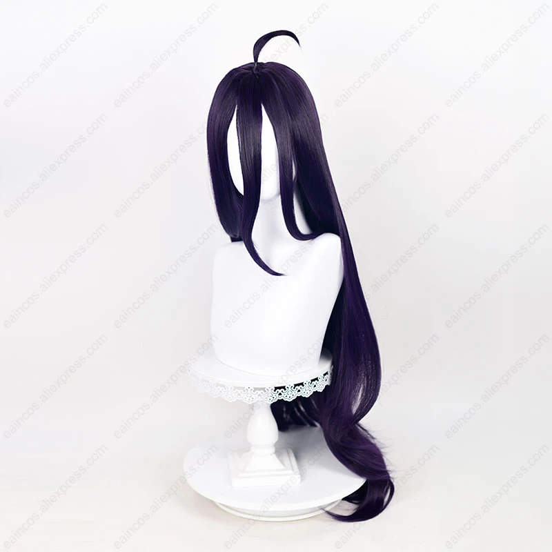 Albedo-Peluca de Cosplay de Anime, pelo sintético resistente al calor, 100cm, largo, liso, morado oscuro, negro, fiesta de Halloween