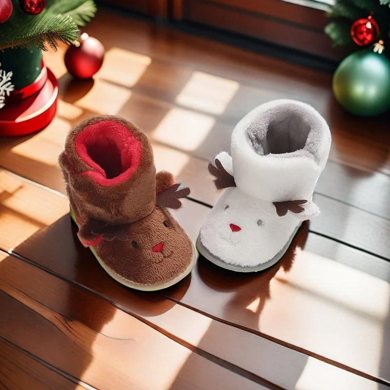 Christmas Winter New Role Playing Cute Cartoon Warm Shoes Baby Boots Walking Shoes Winter 0-18 Months Baby