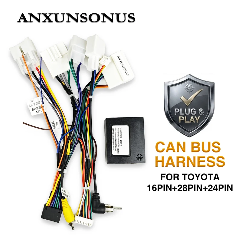 16Pin 24Pin 28Pin Wiring Harness CAN BUS Decoder for Toyota Corollar RAV4 Yaris Carmy, Support JBL/SWC, P&P 16Pin Android Radio