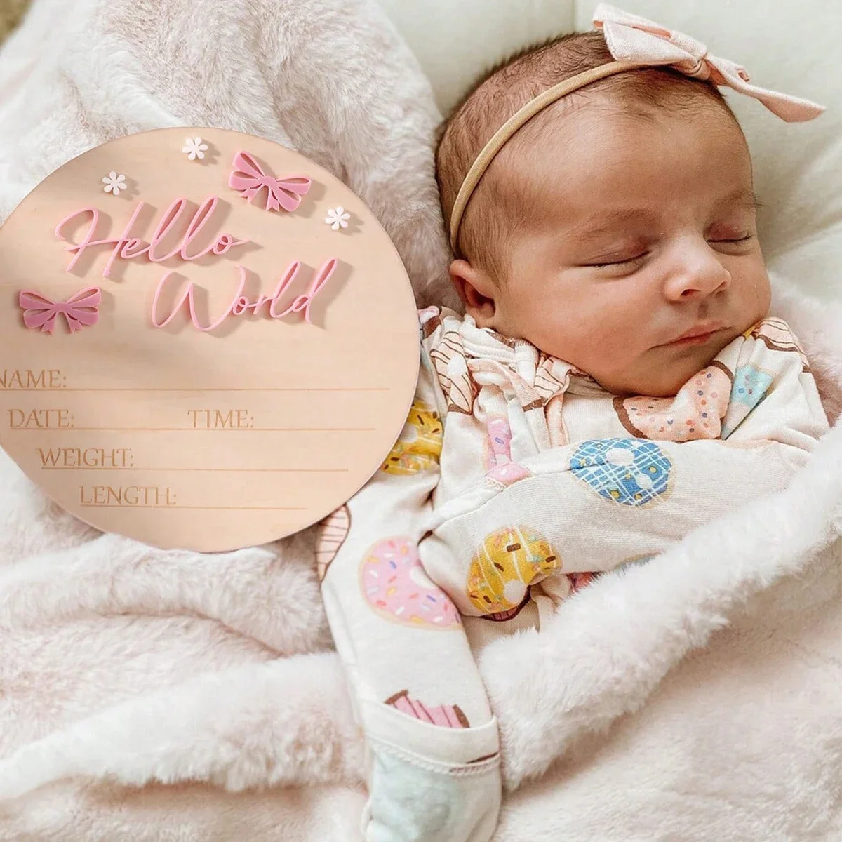 

Ylsteed Hello World Newborn Name Sign Dusty Pink Butterfly Star Deco Baby Birth Announcement Sign For Hospital Newborn Props-HD