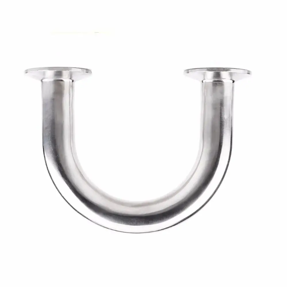 

Зажим U-образный колено 3 дюйма (Φ76 мм) OD91 мм 180 ° Колено степень сантехническое SS304 U-образное колено полированное соединение короткий изгиб