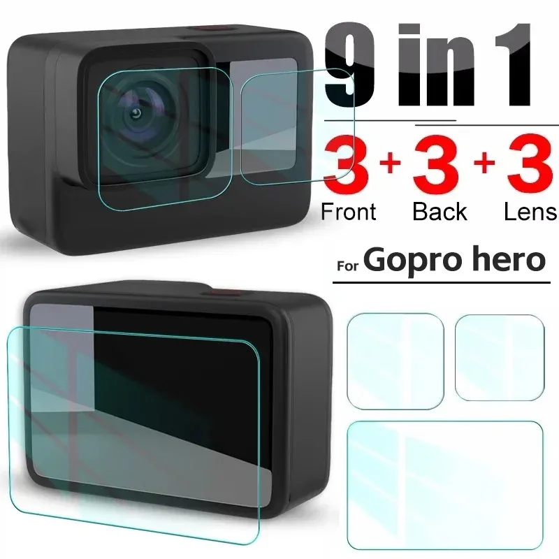 9-1pcs Camera Lens Screen Protector for GoPro Hero 13 12 11 10 9 Tempered Glass Camera Lens Protective Film for GoPro Hero Film