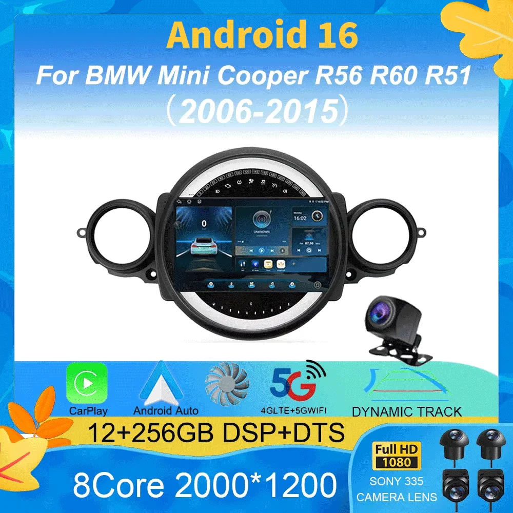 Car Radio Android 16 For BMW Mini Cooper R56 R60 R51 2006 - 2015 GPS Carplay Navigation Stereo Auto DSP BT DVD Multimedia Player