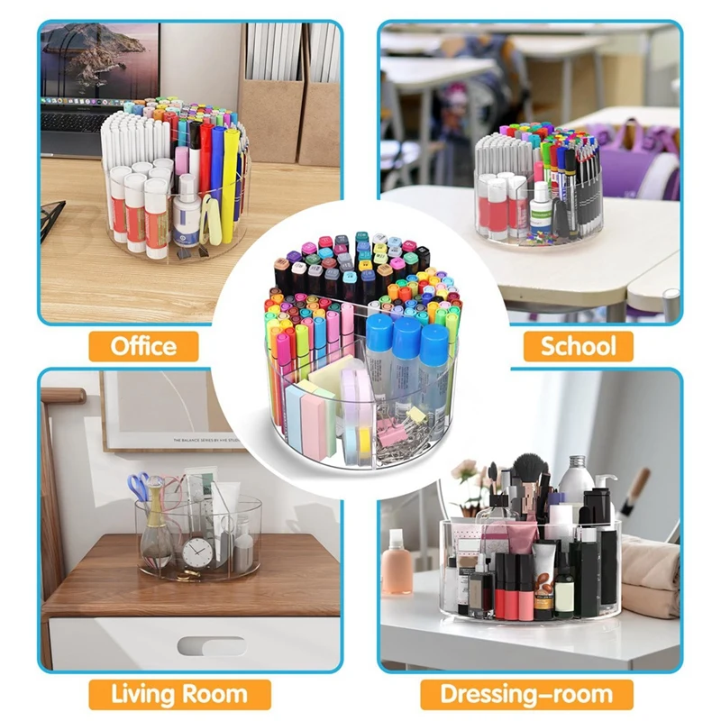 ที่ใส่ปากกาอะคริลิค1ชิ้นที่เก็บปากกามาร์กเกอร์360องศาแคดดี้ปากกาสำหรับตั้งโต๊ะสำหรับโรงเรียนสำนักงานบ้านอุปกรณ์ศิลปะ