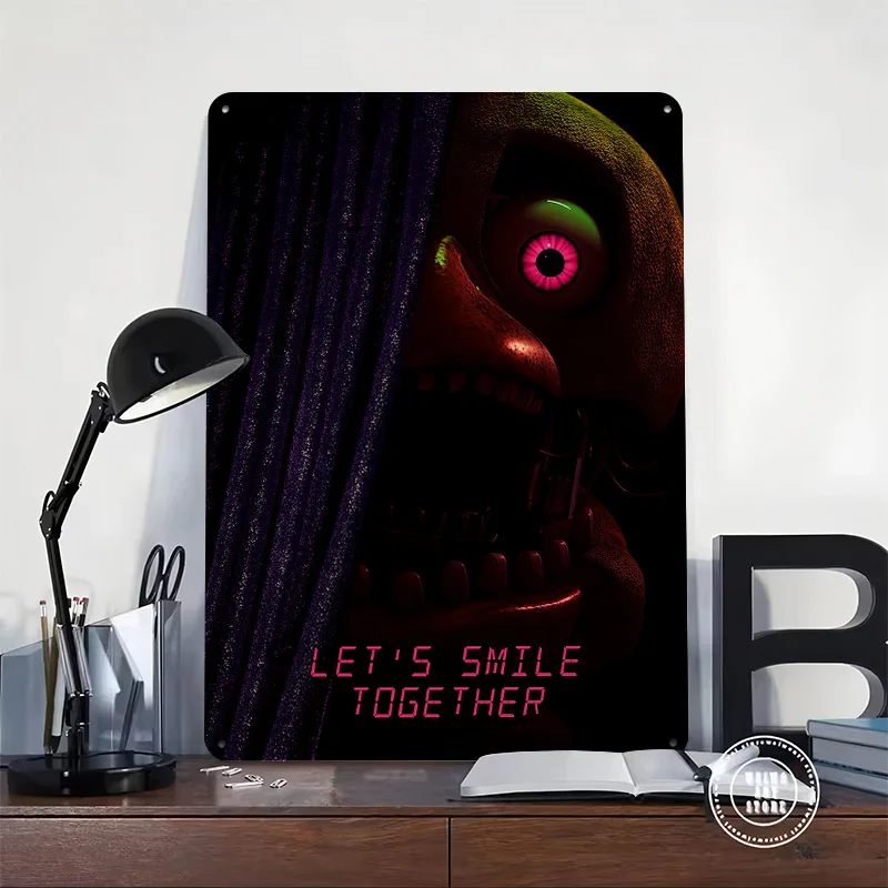Scary Chica From Five Nights At Freddy's 3D Texture Printed Poster Custom Vintage Metal Tin Plate Sign for Wall Art Decor Room