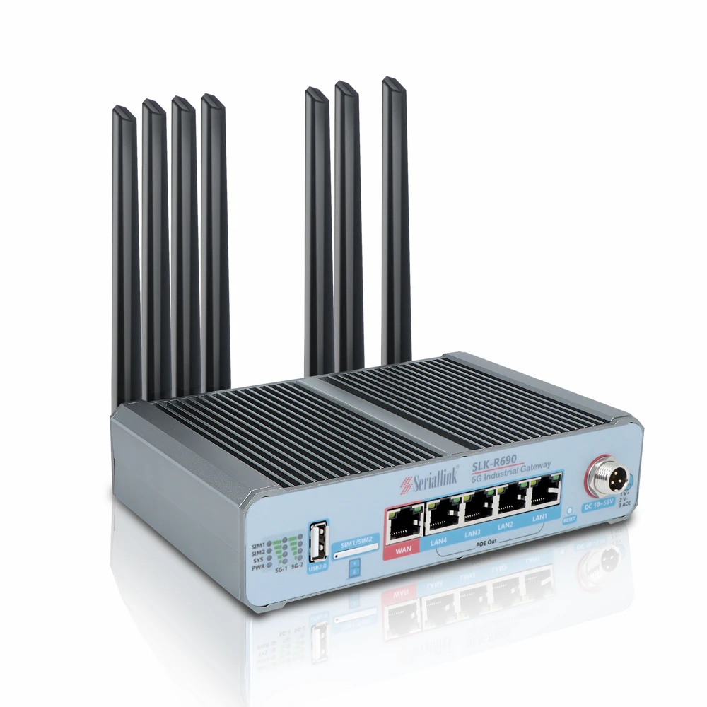 SLK-R690-5G USB GPS CAN RS232/485 منافذ 1x5G مودم 2 فتحات بطاقة Sim مركبة صناعية لاسلكية 5G CPE Wifi6 راوتر