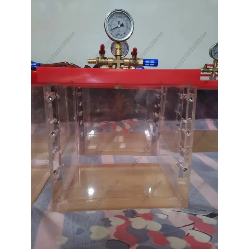 Fully transparent acrylic plexiglass box vacuum box drying oven vacuum tank glue resin air extraction box, and defoaming bucket.