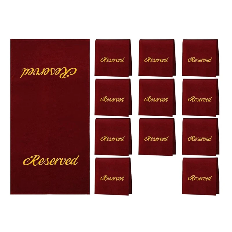 12 Pieces Reserved Seating Signs for Chairs 22 Inch Reserved Signs for Church Pews Cloth Placeholder for Restaurant B-ABLA