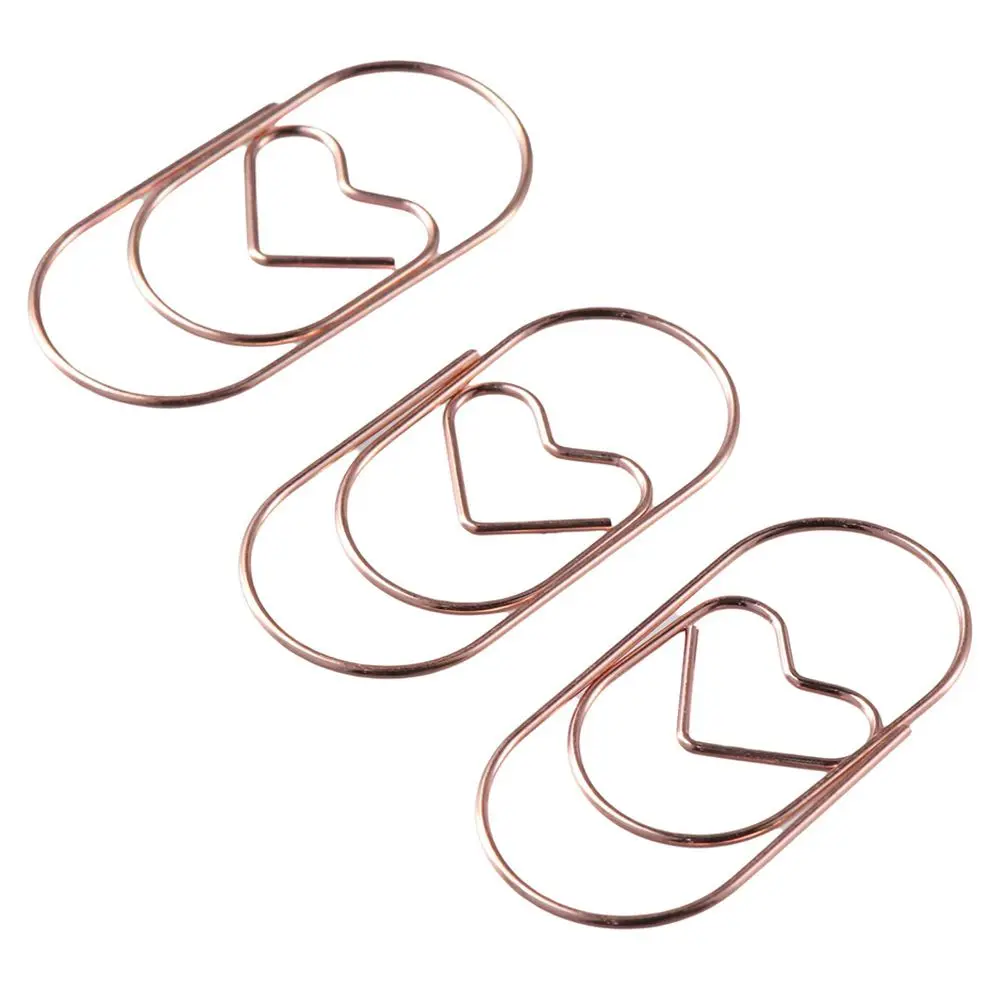 50Pcs Rose Gold Paper Clips Cute Metal Cat Memo Clips Set Creative Bookmark Home