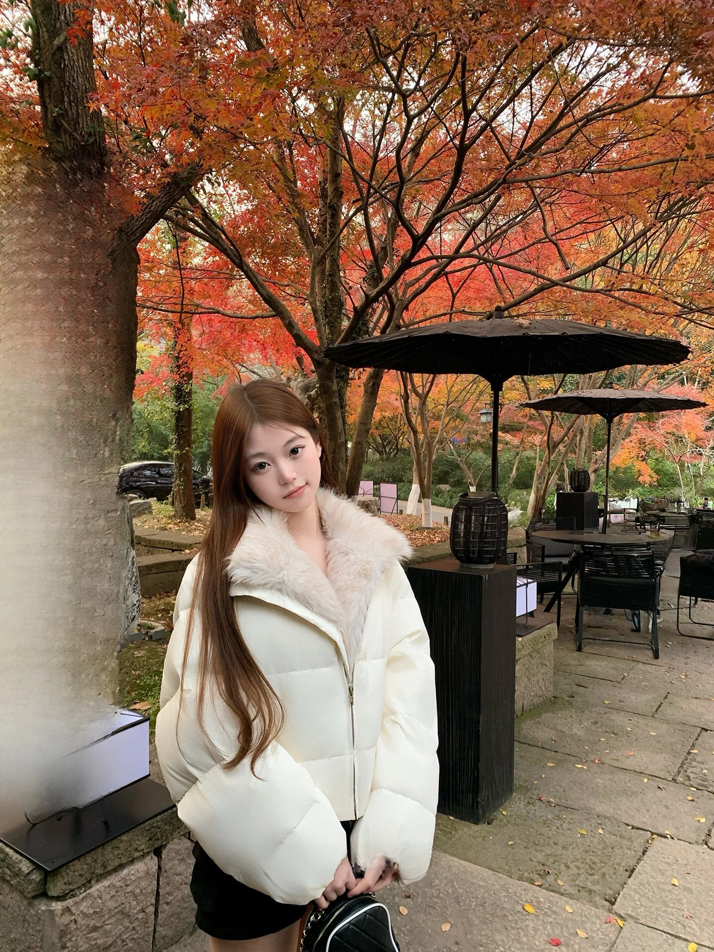 

23TH ALTER Detachable Fur Collar ort Puffer Jaet Versatile Winter Bread Coat Casual Sle White Du down Filling