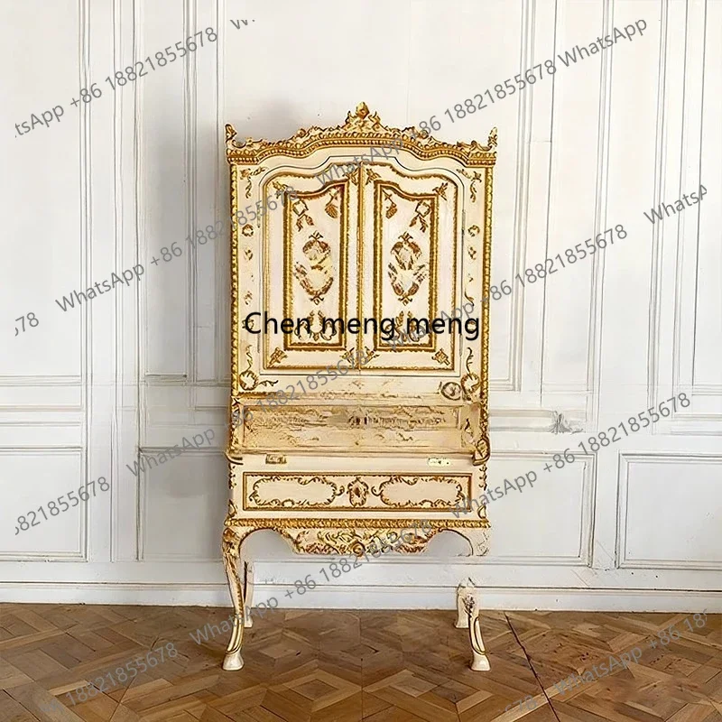 French home carving/simple medium and ancient style solid wood simplicity/American retro Xuanguan platform R