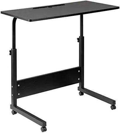 

Mobile Side Table, Mobile Laptop Desk Cart, Adjustable Over Bed Table with Wheels for Sofa, 31.5 x 15.7 in, Black