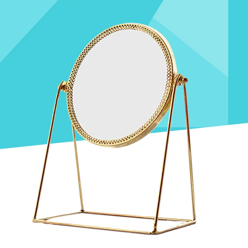 

1Pcs Elegant Stereo Mirror Copper Frame Glass Rotatable Makeup Mirror for Women Desktop Bathroom Bedroom