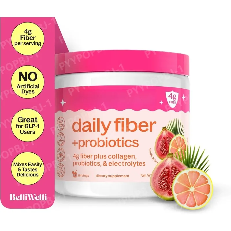 

Plant-Based Fiber Daily Supplement with Added Collagen, Electrolytes & Probiotics Gut Health Support for Women Men