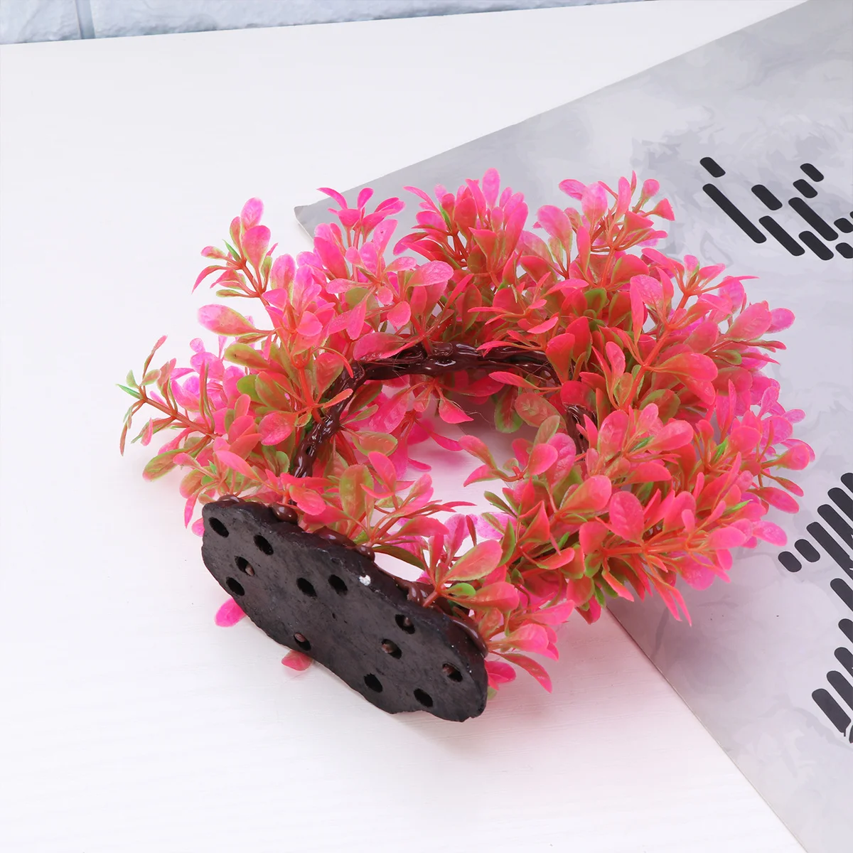 

Aquarium Plastic Grass Decoration Set Pink Artificial Plants For Fish Tank Decor Safe Weighted Base No Algae Rotting