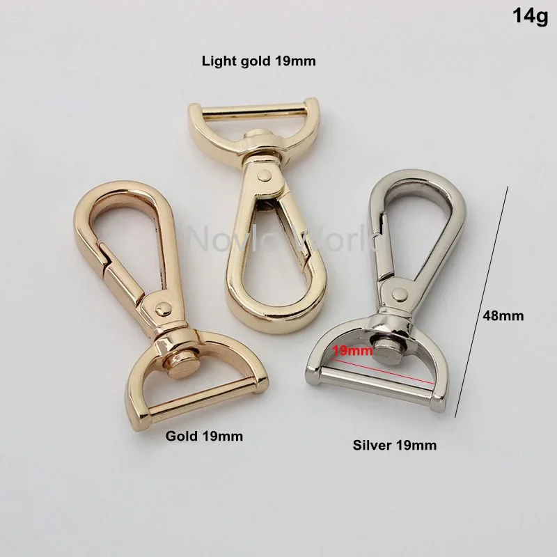 10-50pcs 4 colors 3 sizes 48*16mm 48*19mm 49*25mm metal snap hook for woman leather handbag swivel clasp chain purse hardware
