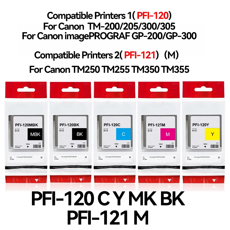 PFI-120 PFI121 Ink Cartridge With Pigment Ink for Canon ImagePROGRAF TM-200 TM-205 TM-300 TM-305 TM200 TM205 TM300 TM305 130ML