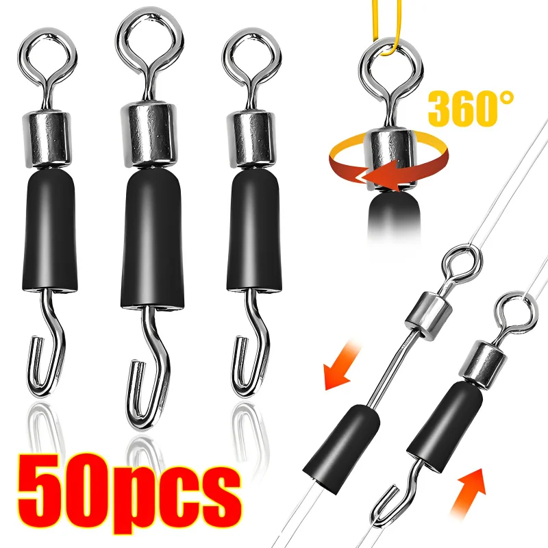 Fishing Barrel Bearing Rolling Swivel Solid Ring Professional Quick Fast Link Hook Connector for Fisherman Fishing Accessories