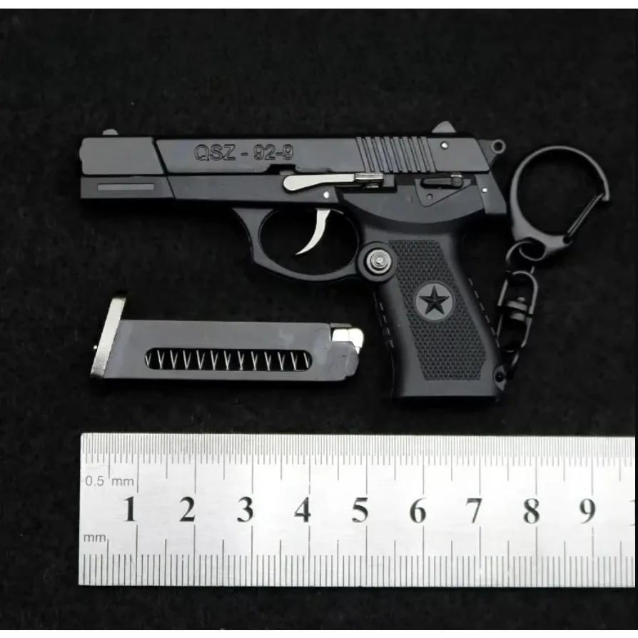 1: 3 합금 총 모델 QSZ92 미니 금속 장난감 분리형 장난감 총 데스크탑 장식 펜던트 가짜 총 성인을위한 휴일 선물