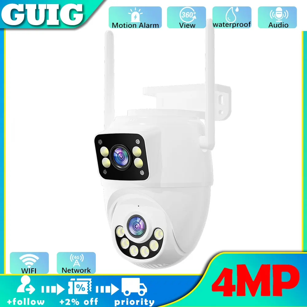 

4MP Wifi Wireless Security Monitor Cameras Color Night Vision HD Surveillance Cam Outdoor IP66 Waterproof Smart Home CCTV