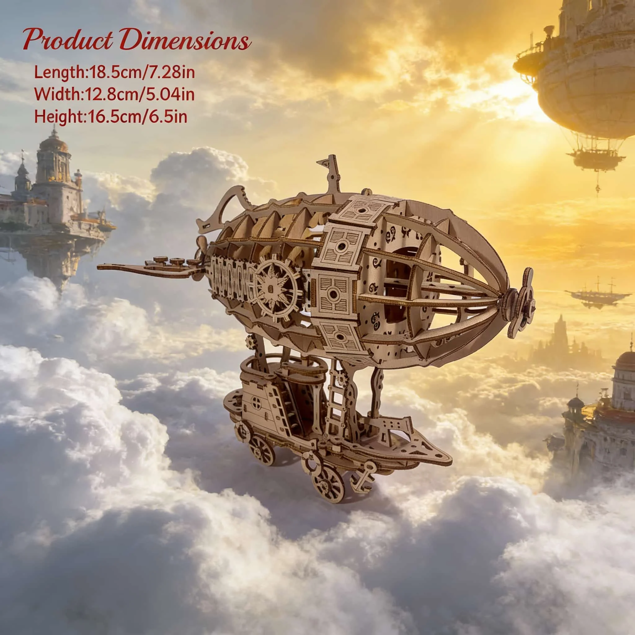 ชุดโมเดลปริศนา 3 มิติ ทำจากไม้ รูปเรือเหาะ - ของเล่นสร้างสรรค์สำหรับเป็นของขวัญวันหยุดและวันเกิด