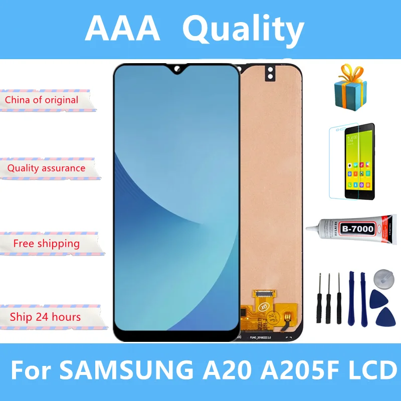 Tested  for Samsung  A20 LCD Display Touch Screen Digitizer With Frame Assembly for Samsung A20 SM-A205F A205FN