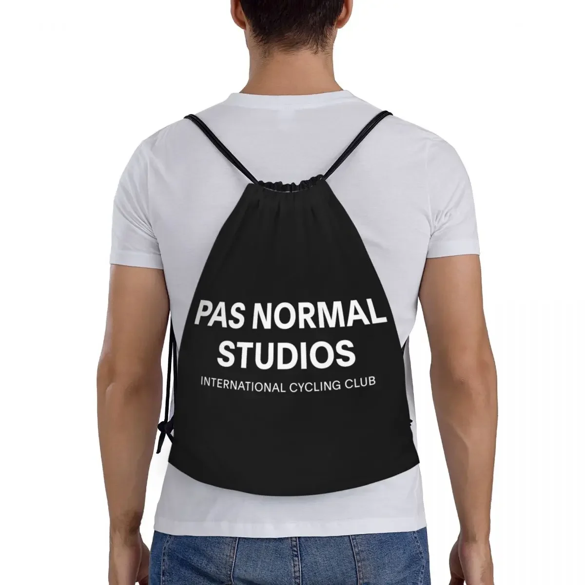 White Pas_Normal_Studios_logo Portable awstring Bags Backpack Storage Bags Outdoor Sports Traveling Gym Yoga