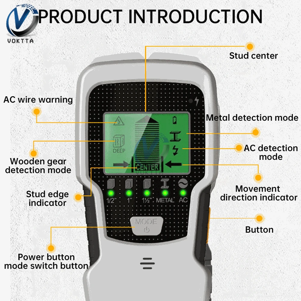 SH350 Wall Stud Finder Sensor Wall Scanner LCD Electronic Wall Detector Scanner Metal Wood Wire Screw Detector Depth Measurement