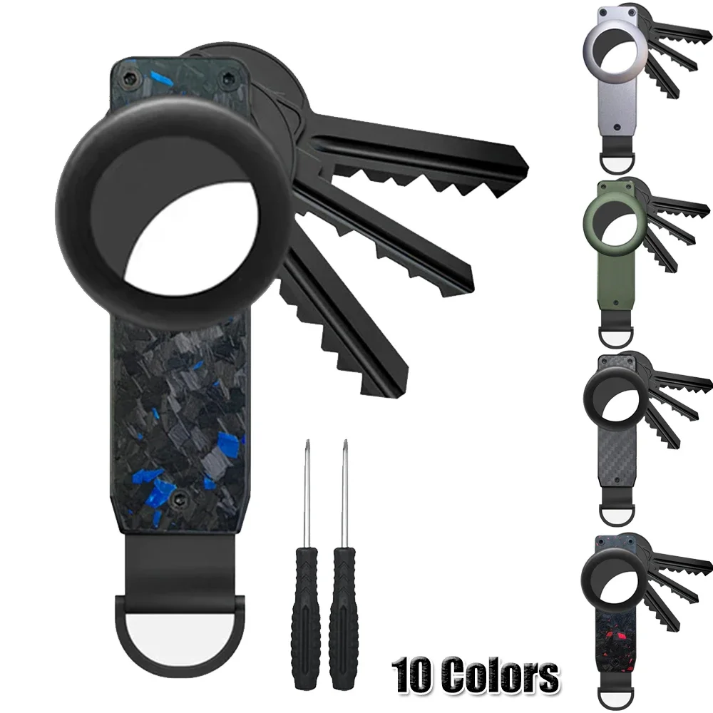 Key Organizer Compact Metallic Minimalist Key holder Anti-Lost Smart Keychain with Apple AirTag Finder Tracker