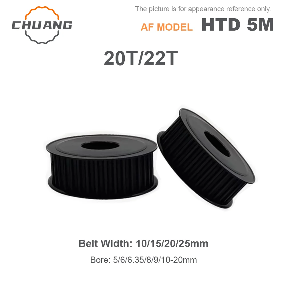 

45 steel HTD 5M Timing Belt Pulley AF-Type 20T 22Teeth Keyway Hole 5/6/6.35/8-20 For 10/15/20/25mm Wide Belt 20T 22Teeth