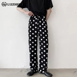 LUZHEN Polka Dots Printed Street High Quality Trendy Straight Pants Original 2024 New Fashion Thin Men's Casual Trousers LZ2133