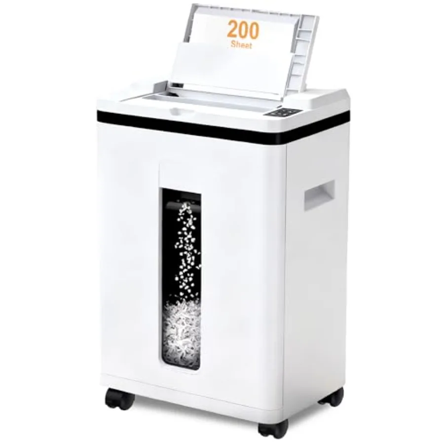 

200-Sheet Auto Feed Paper Shredder Touchscreen Heavy Duty Shredders 40 Min Non-Stop P-5 Ultra Security Commercial Shredder for