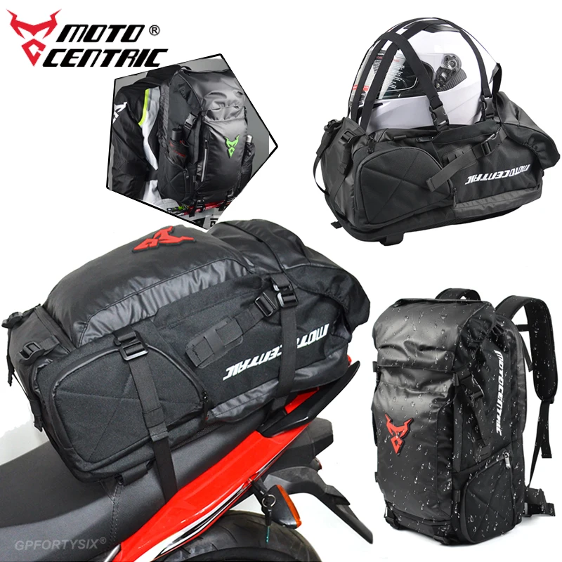 Motocentric Motorcycle Rear Seat Bag Multifunction Waterproof Motorcycle Helmet Backpack Big Capacity Motocross Tail Bag Luggage