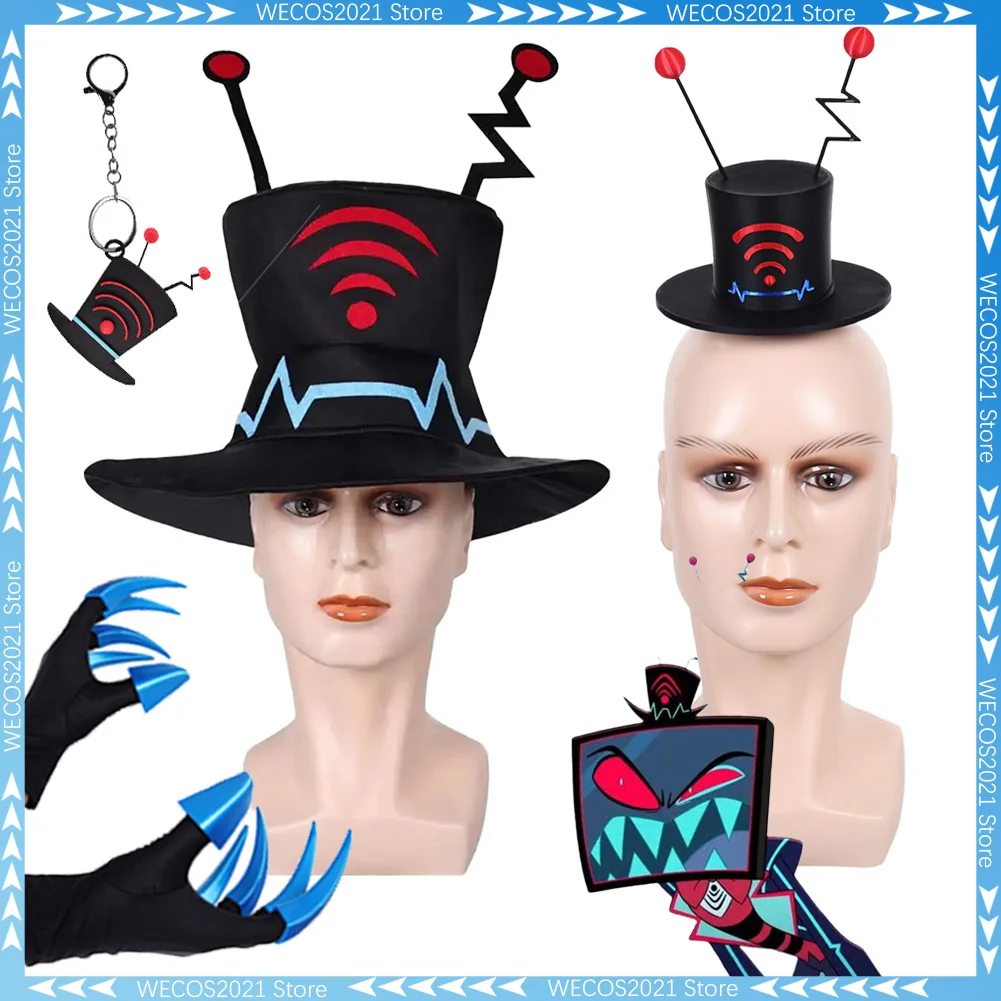 

Anime Cartoon Hell Inn Hotel Fantasy Cosplay Costume Accessories Vox Hat Gloves Adult Roleplay Headwear Halloween Decor Props