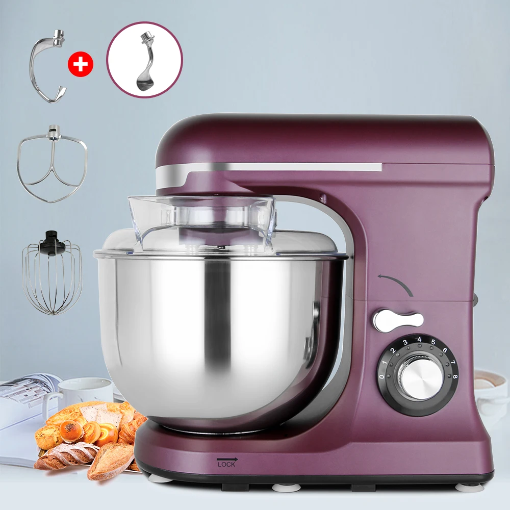 

Customized Double Sided Hook 7L Home Kitchen Planetary Electric Food Mixer DC 600W Vertical Dough And Cake Mixer