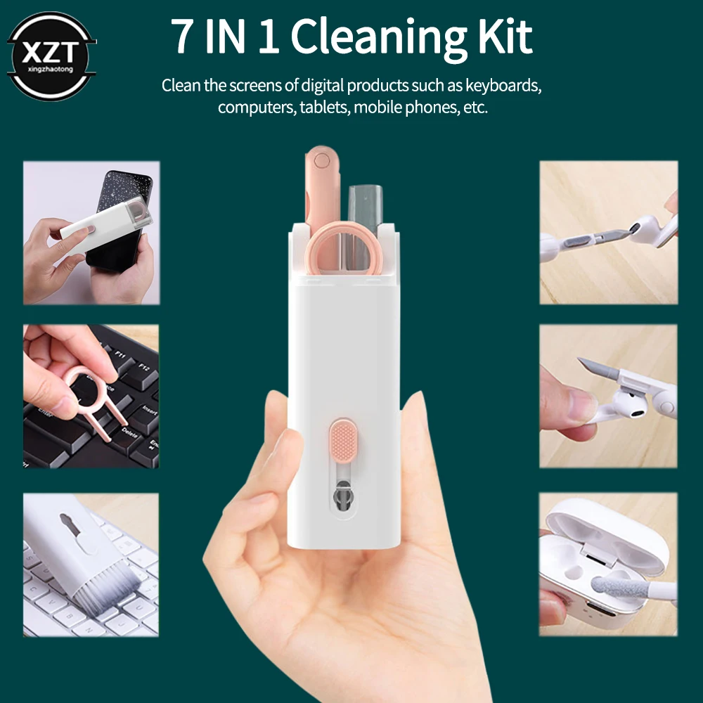 7 Pcs Computer Toetsenbord Borstel Bluetooth Headset Cleaning Pen Telefoon Reiniging Artefact Multifunctionele Schoonmaken Tool