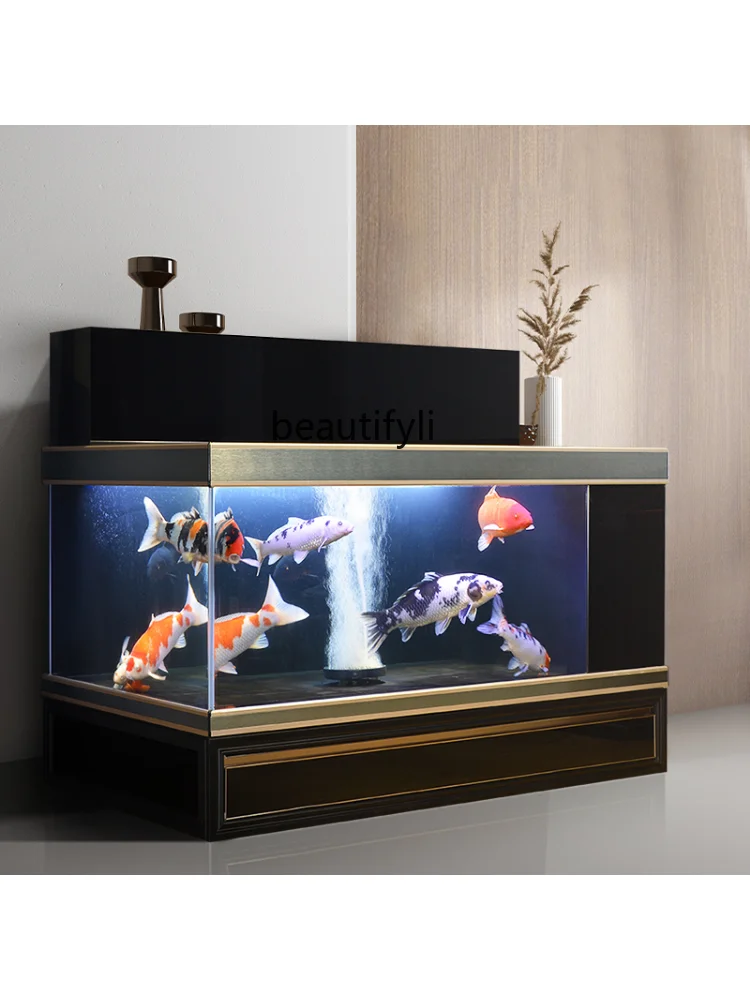 Fish Tank Aquarium Koi Cylinder Traditional Fermination VAT Change Water Super White Glass Large Medium Wall Living Room Office