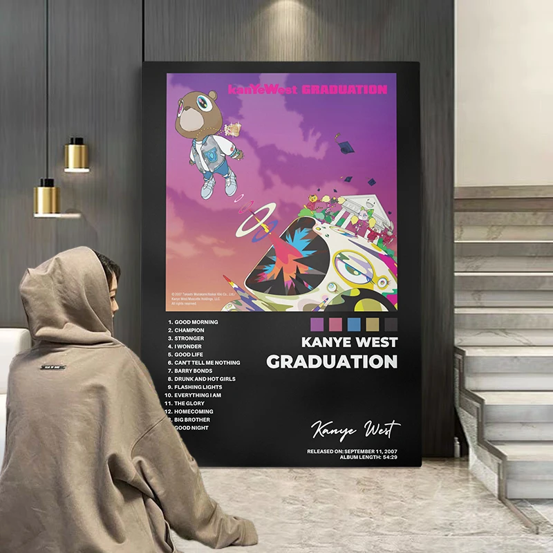 Pop Art Kanye West Poster Aesthetic Jesus Music Album Rapper Hip Hop Graduation Canvas Print Home Decoration Wall Art Room Decor - view 3