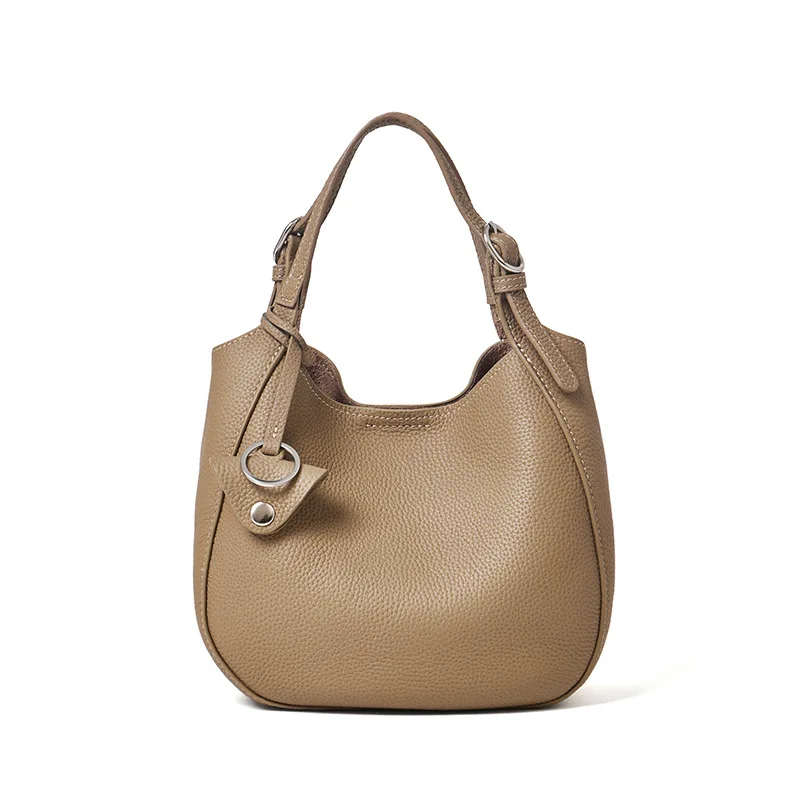 

100% Genuine Leather Bucket Khaki for Women, 2026 New Luxury Niche Crossbody Handheld, Сумка Женская
