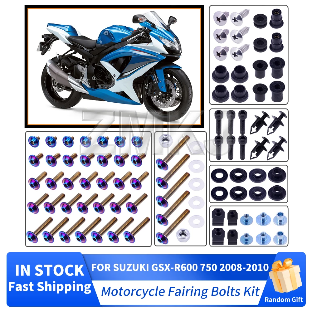 

For Suzuki GSX-R600 GSXR 750 2008-2010 K8 K9 K10 Motorcycle Stainless Complete Bodywork Fairing Bolt Kit Screws Clip Accessories
