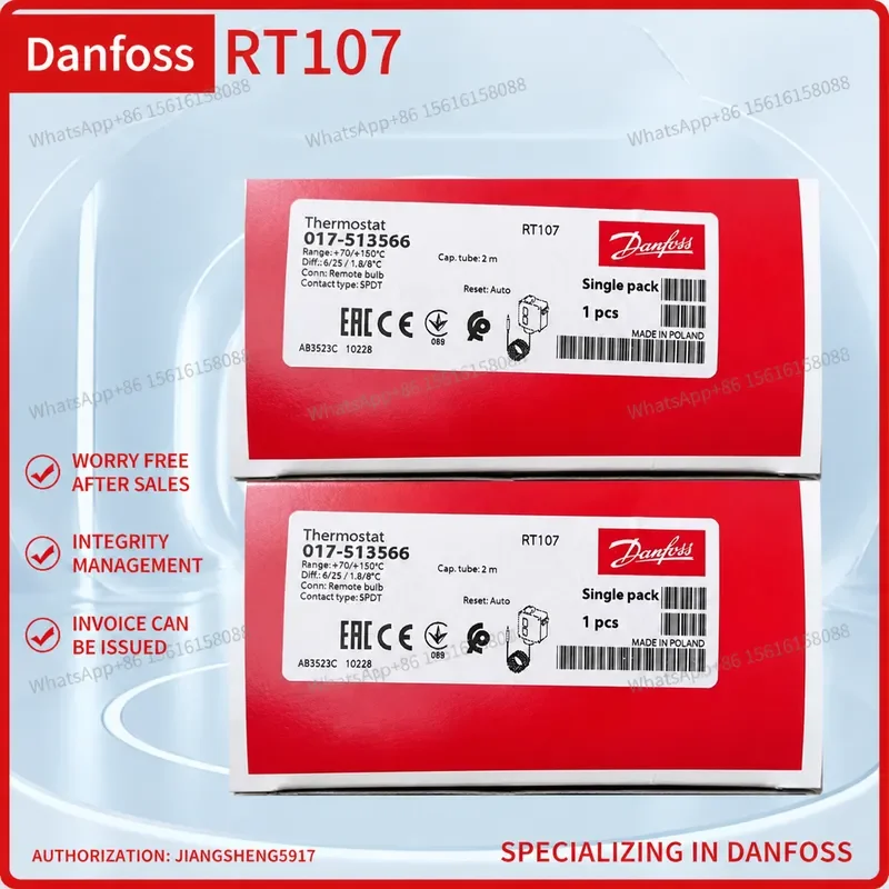 Danfoss RT107 Temperature Switch 017-513566 017-513666 017-513766 017-513966 Thermostat Control for Refrigeration HVAC